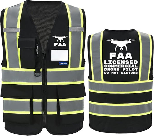 AYKRM Security Vest for Men Women 7 Pockets High Visibility Reflective Safety Vest Front Zipper Meets ANSI/ISEA