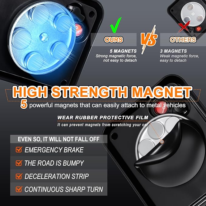 2PCS Amber Strobe Lights for Trucks, Rechargeable Flashing Lights for Vehicles, Battery Powered Surface Mount Flashing Warning Emergency Lights with Magnetic for Trucks Car,Trailer,ATV,Tow