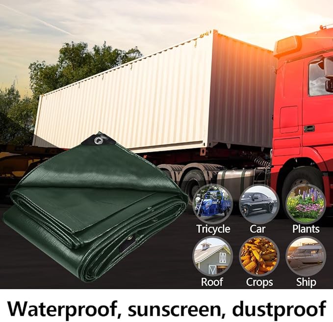 Tarps 10x12 FT Waterproof Heavy Duty Tarp – 5 Mil Thick, UV & Tear Resistant, Reinforced Grommets & Edges – Multi-Purpose Cover for Camping, Roof, Emergency, Truck, Boat