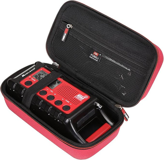 FBLFOBELI Hard EVA Storage Case Compatible with Midland ER310/ER310PRO/ER210/ER300/ER50 Emergency Crank Weather AM/FM Radio, Portable Travel Container Bag (Case Only) (Red)