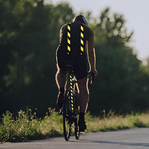 Reflective Tape Yellow Black 1 Inch x 168 Feet, Warning Conspicuity Reflector, Night Safety Sticker for Car Trailer Clothing