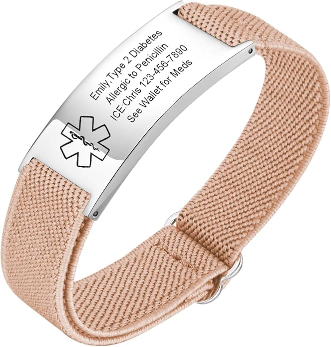 VNOX Medical Alert Bracelets for Men & Women Kids with Free Engraving Adjustable Stainless Steel Mesh Emergency Medical ID Bracelets Wristband