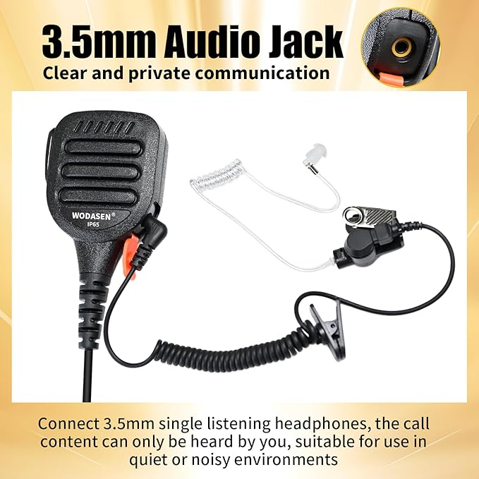 WODASEN Speaker Mic Walkie Talkie Handheld Microphone Shoulder Lapel Mics for GXT LXT GXT1000VP4 GXT1000 LXT500VP3 GXT1050VP4 LXT600 AVPH10 GMRS FRS X-Talker Radio (128-Black)