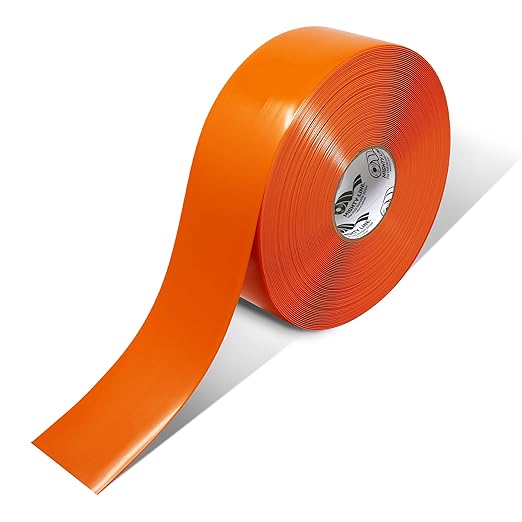 Mighty Line Solid Floor Marking Tape for Safety, Caution, Warning, Heavy-Duty, Peel and Stick Adhesive, Beveled Edge Design, Industrial Quality, 3 inch, 100' Roll, Orange