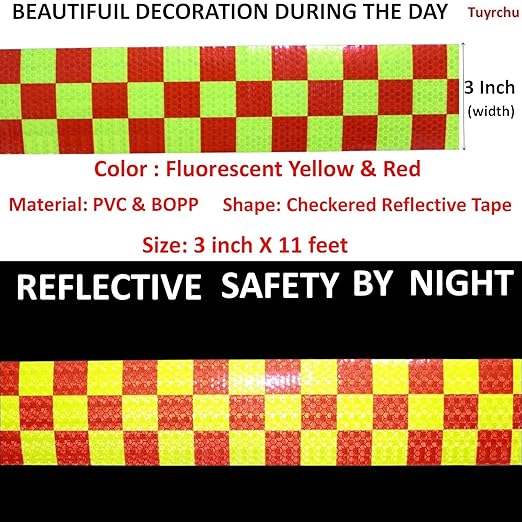 Reflective Tape Outdoor Waterproof 3 inch, High Visibility Conspicuity Warning Safety Industrial Marking Tape (11 feet)