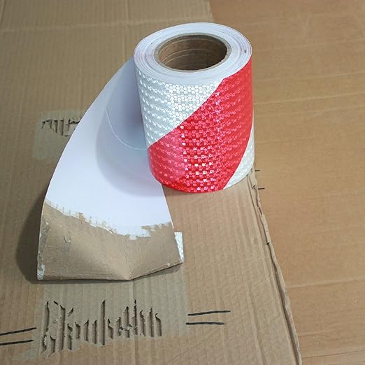 Reflective Tape Red White 6 Inch x 68 Feet, Outdoor Waterproof Warning Stickers, Conspicuity Industrial Marking Tape