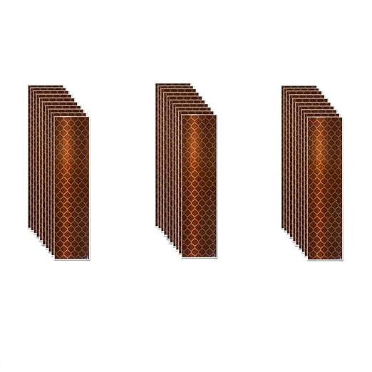 Brown Reflective Stickers 1 inch X 4 inch, Outdoor Waterproof High Visibility Warning Safety Adhesive Reflector Tape (30 Pcs)