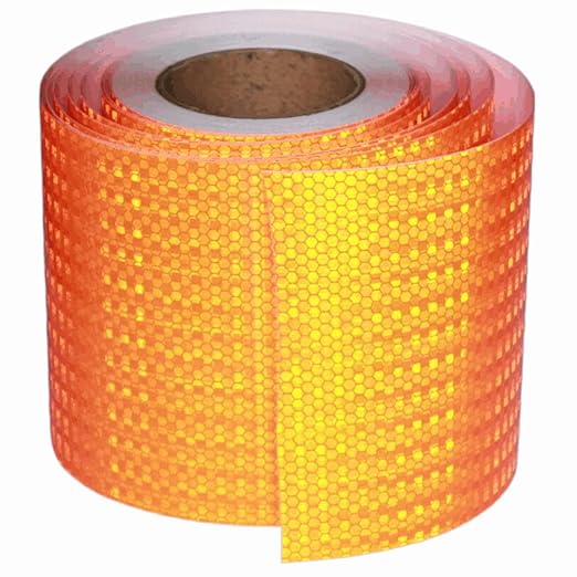 Orange Reflective Tape Outdoor Waterproof 6 inch Wide, High Visibility Industrial Marking Tape, Safety Adhesive Stickers (68 feet)