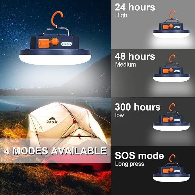 7800mAh 3000LM Flashlight Portable LED Camping Lantern Rechargeable Light 30W with Digital Power Display and Magnet , IPX5 Waterproof Tent Lights Power Failure Emergency Light