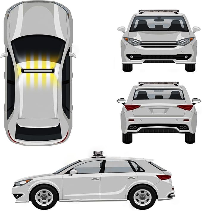 38" Amber Yellow Rooftop Beacon Warning Emergency Flashing Snow Plow Light Bar Double Side Strobe Light Traffic Advisor with Magnetic Base for Tow Work Truck Pickup (Amber/White/Amber)