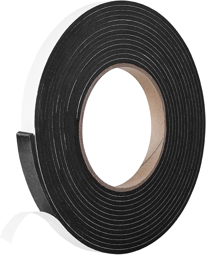 Kikerike Self Adhesive Foam Tape Weatherstrip 1/2In x 1/8In x 13Ft High Density Foam Insulation Strips Seal Weather Stripping with Strong Adhesive for Door and Window Sound Isolation Soundproofing