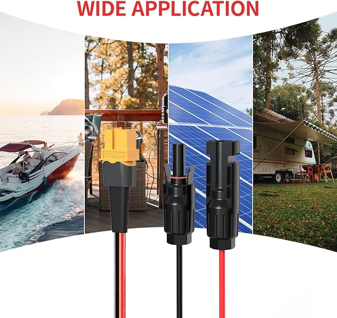 12AWG 6FT XT60 Solar Cable 2 6 10 25 35 50 75 100FT XT60 Extension Cable Solar Panel Connector to XT60 Connector for Portable Power Station (6FT)