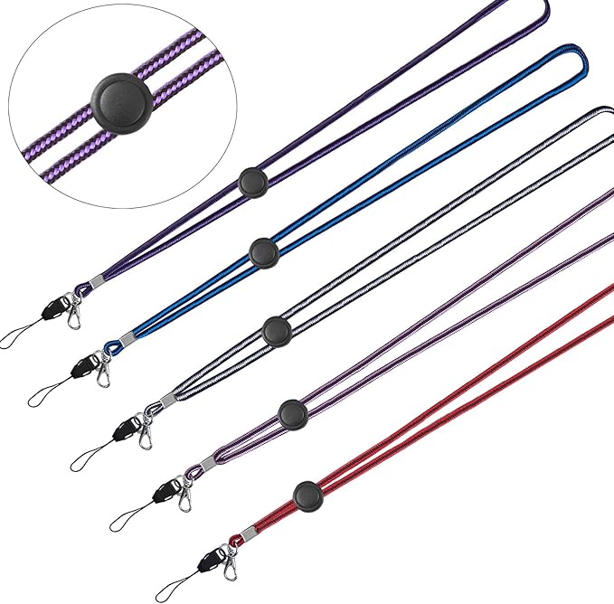 YOUOWO 5 Pack Circle Lanyards with Vertical ID Badge Holder Adjustable Neck Coloured Lanyard,for Women Keys Cruise Office