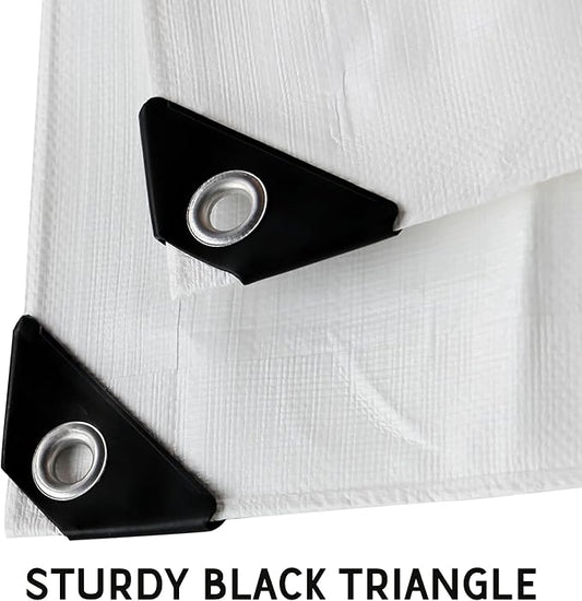 STARPYNG-12 Mil White 6x8 Feet Tarp-Heavy Duty Poly Tarp-Cover,Waterproof, UV Resistant, Weather Resistant, Cover Cars, Boats, Courtyards,Camping