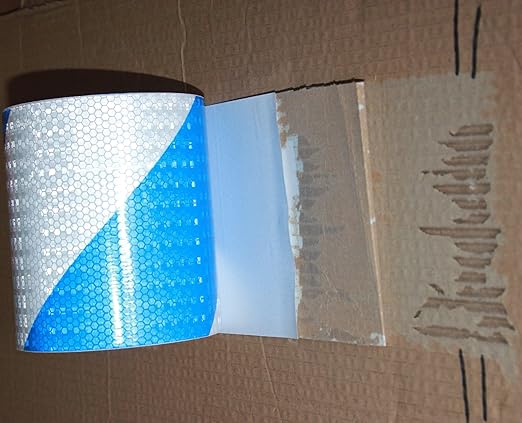 Reflective Tape Blue White Outdoor Waterproof 6 in x 68 FT, Warning Reflective Stickers, Conspicuity Safety Marking Tape