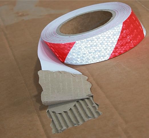 Reflective Tape Red White 1 Inch x 168 Feet, Warning Conspicuity Reflector, Night Safety Sticker for Car Trailer Clothing