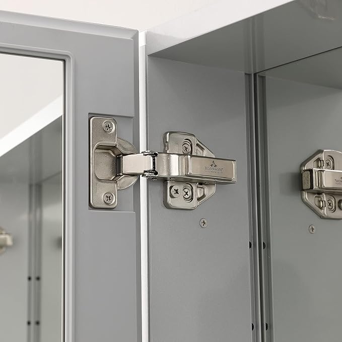 Blossom 16x20 Inch Aluminum Medicine Cabinet with Mirror – Recessed or Surface Wall Mounted Bathroom Storage with Adjustable Glass Shelves, Soft Close Hinges, Rust-Resistant and Modern Mirrored Design