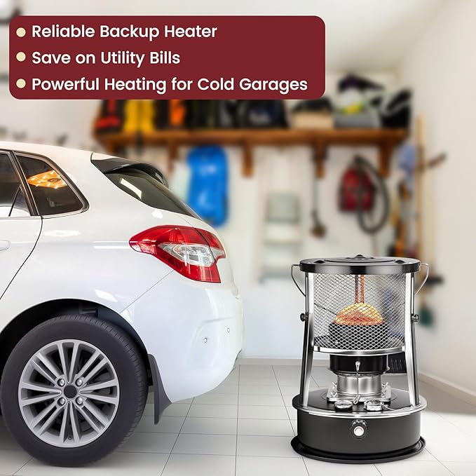 10,000 BTU Kerosene Heater, Kerosene Heaters for Indoor Use, Non Electric Portable 2 in 1 Stove & Heater for Camping, Garage, Home, and Emergency Use
