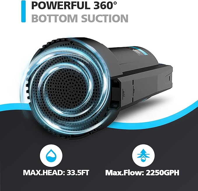 1/3 HP Automatic Submersible Water Pump, 2250GPH Sump Pump Portable Electric Utility Pump Removal for Pool Draining Basement Hot Tubs Garden Pool Cover Pond with 20ft Power Cord