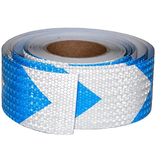 Reflective Tape Blue White 3 Inch x 68 Feet, Outdoor Waterproof Conspicuity Strong Adhesive Reflector for Vehicles
