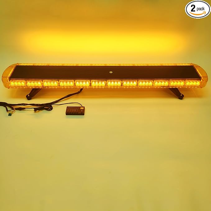 CFLMYYXGS 55" 104 LED Amber Warning Light Bar with Digital Controller 26 Flash Patterns 1W High-Intensity Beacons for Trucks Work Vehicles Weatherproof Emergency Strobe Lights (55 inches 104 LED)