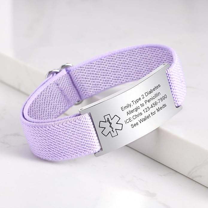 VNOX Medical Alert Bracelets for Men & Women Kids with Free Engraving Adjustable Stainless Steel Mesh Emergency Medical ID Bracelets Wristband
