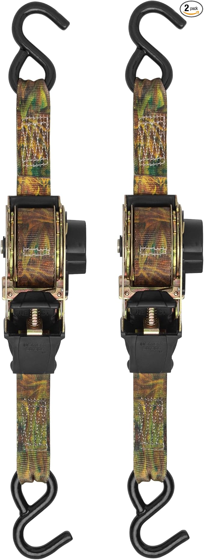 SmartStraps 10’ Retractable Ratchet Straps, 2 Pack — Heavy Duty Camo Ratchet Straps, 3,000lb Break Strength, 1,000lb Safe Work Load — Haul Motorcycles, Boats, and Appliances with Patented Technology