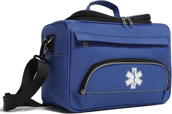 Empty Medicine Bag for Travelling Red First Aid Bag On Call Trauma Bag EMT First Responder Carrier Bag Medical Supplies Kit Emergency Bag for School(Bag only)