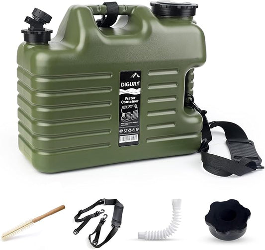 5 Gallon Water Jug, Camping Water Container BPA Free Water Storage with Spigot No Leakage Portable Emergency Water Tank for Outdoor Hiking Camping Picnic Supplies Green