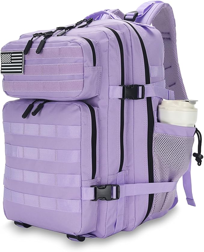 25L Tactical Backpack for Men and Women Military Backpack Small Assault Pack Molle Backpack Bug Out Bag Travel Rucksack Daypack (Light Purple)