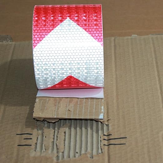 Reflective Tape Red White 3 Inch x 68 Feet, Outdoor Waterproof Conspicuity Strong Adhesive Reflector for Vehicles
