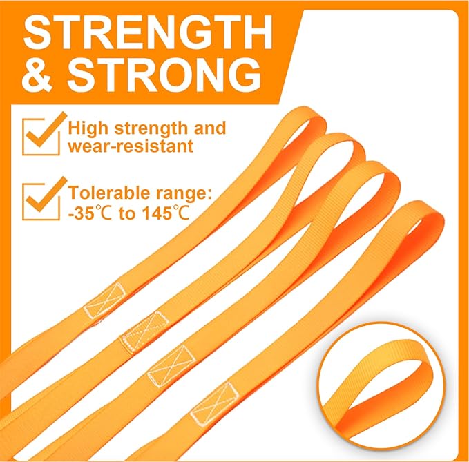 Ratchet Straps Heavy Duty 4-Pack - 1''x 15' (1,680lb Break Strength) - Motorcycle Straps Tie Downs with Safety S Hooks -Cargo Straps for Moving, Appliances, Motorcycle, Trucks, Car - Orange