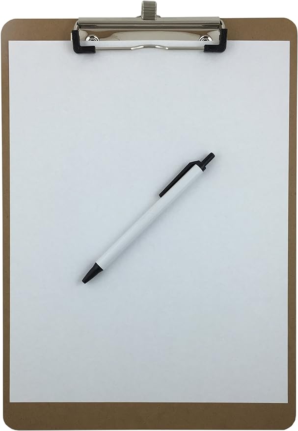 Trade Quest Clipboards Pen Holder Clip Letter Size (30 - Pack) (Pen Included)