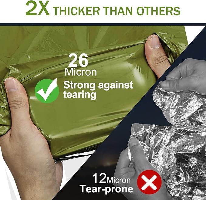 3-Pack Emergency Blanket, Extra-Thick Extra-Large Survival Blanket, Thermal Reflective Emergency Thermal Blanket for Outdoor Adventures, for Camping, Hiking, and Car Emergencies