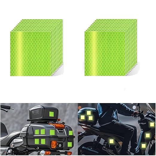 Non Fading Fluorescent Yellow Reflective Stickers 3 inch X 3 inch, Outdoor Waterproof High Visibility Safety Adhesive Reflector (20 Pcs)