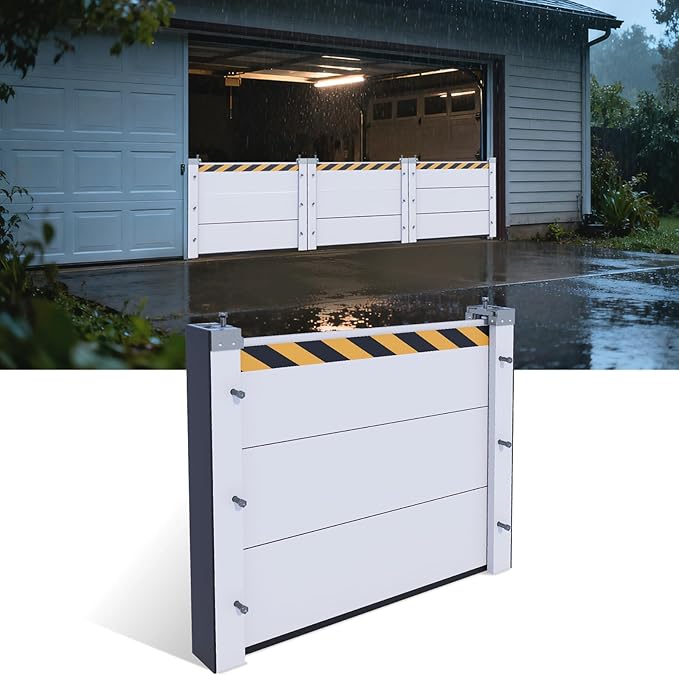 Flood Barriers for Garage Door & Home Entry, Heavy Flood Protection Barrier, Quick Installation, Reusable, Stackable, Aluminum Flooding Panels Blocks Can block water levels up to 4ft (H 23.6" L 3.5ft)