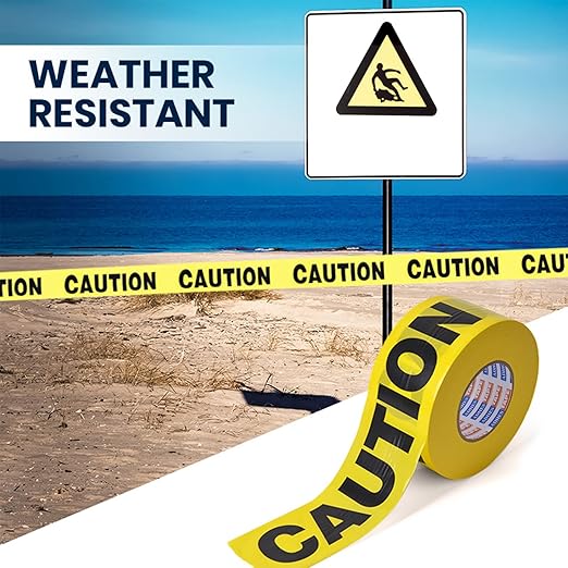 ADHES Yellow Caution Tape Roll, 3 inch x 300ft Hazard Tape Construction Tape for Danger/Hazardous Areas, Ideal Use for Parties, Decorations