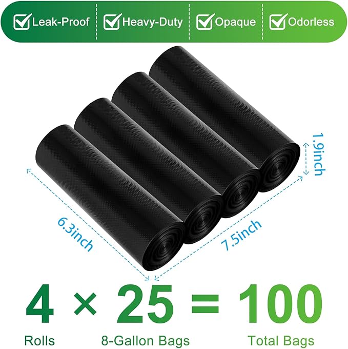 Portable Toilet Bags - 8 Gallon Camping Toilet Bags, Biodegradable Travel Potty Bag for Portable Toilet, Thickened Camp Toilet Waste Bags for 5 Gallon Bucket Toilet, Compostable Trash Bags