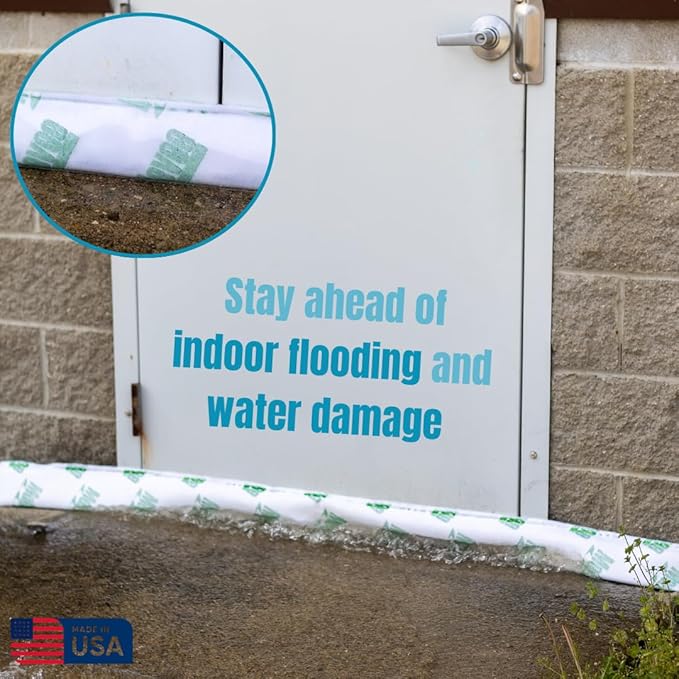AquaShield Powered by Mobilevee - 6 Ft. Water Activated Flood Barrier and Diverter for Homes and Garages - 4-Pack for Flood and Rain Diversion, Protection Against Storms, Emergency Flood Kit