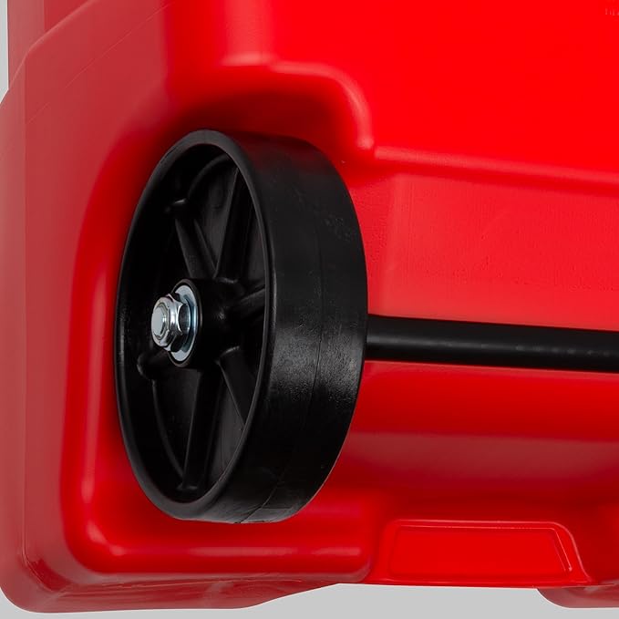 Scepter Duramax Flo ’N Go 14 Gallon Gas Caddy, 53 Liter Portable Fuel Tank and Fuel Transfer Pump with 10-Foot Hose for Lawn Mower, Farm, Marine, Commercial, and Home Use, Gasoline Only, Red