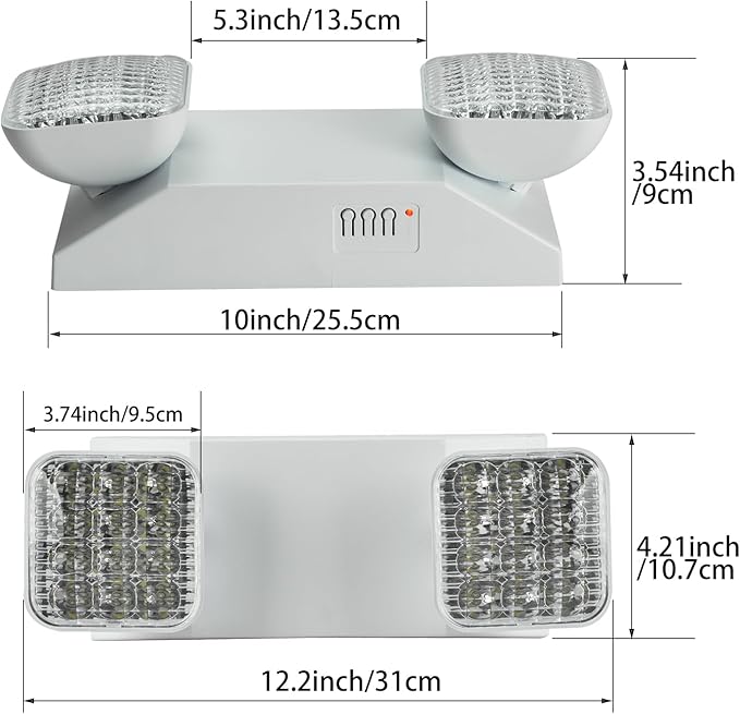 Plug in Emergency Lights for Business Home Power Failure 4Hours 300lm LED Commercial Emergency Light Fixtures with Battery Backup Rechargeable Adjustable Two Heads AC85-277V