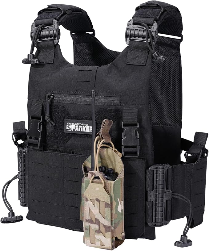EXCELLENT ELITE SPANKER Tactical Universal Radio Holster Holder Molle Radio Pouch Adjustable for Duty Belt,Vest for Two Ways Walkie Talkie