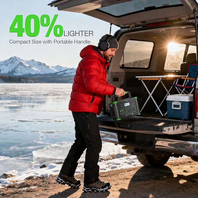 Portable Power Station 1000W (Peak 2000W), 999Wh Solar Generator, 110V Pure Sine Wave AC Outlet with PD 60W USB-C Fast Charging, Outdoor Camping RV Van Home Backup Off-Grid Living