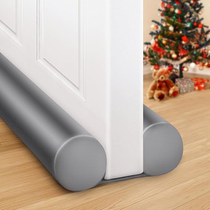 MAXTID Door Draft Stopper 36 Inch, Fits Door Gaps up to 1.7 Inch, Grey Under Door Sweeps Weather Stripping Large Door Noise Blocker Sound Proof Guard