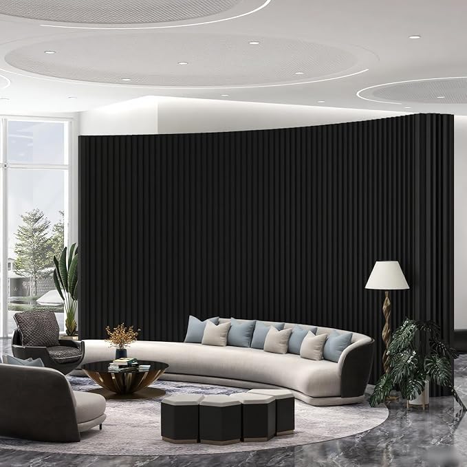 Foldable Room Divider Privacy Screens Movable Temporary Wall Space Partition, 5.25~9.19 FT Tall, 6.56~16.4 FT Width, Choice of Various Sizes and Styles(Black)