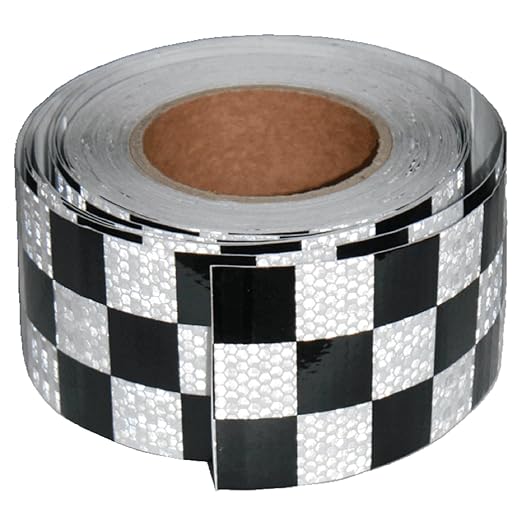 Black White Reflective Tape 3 Inch x 68 Feet, Outdoor Waterproof Conspicuity Strong Adhesive Reflector for Vehicles