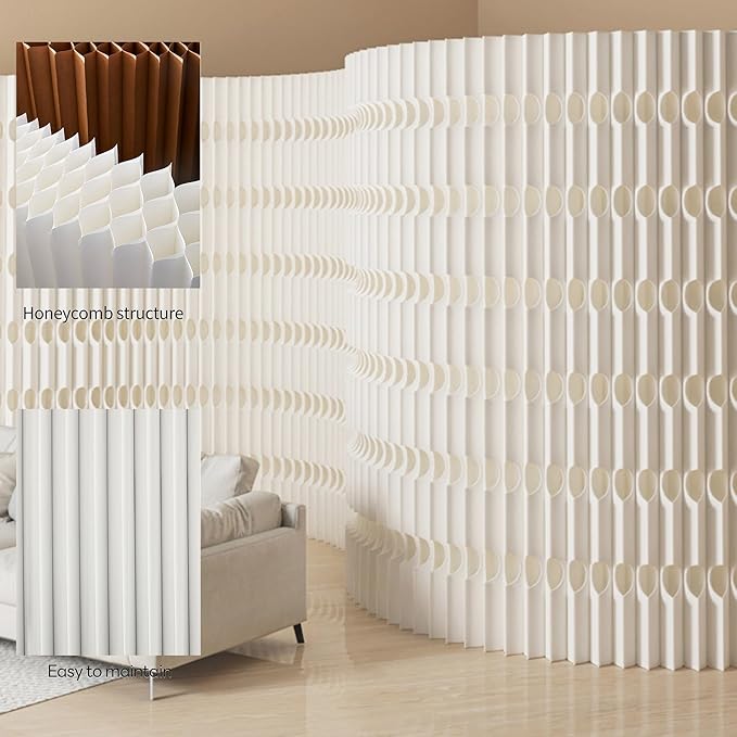 Foldable Room Divider Privacy Screens Movable Temporary Wall Space Partition, 5.25~9.19 FT Tall, 6.56~16.4 FT Width, Choice of Various Sizes and Styles