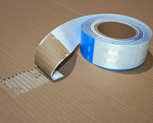 Reflective Tape Blue White 2 inch Wide, Outdoor Waterproof High Visibility Hazard Warning Industrial Marking Tape (168 feet)