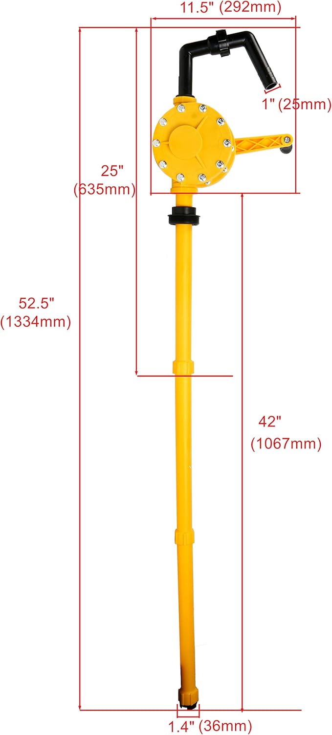 Amarine Made Barrel Pump Plastic Polypropylene Hand Rotary Transfer Drum Pump 300cc(300ml), 70 times/min