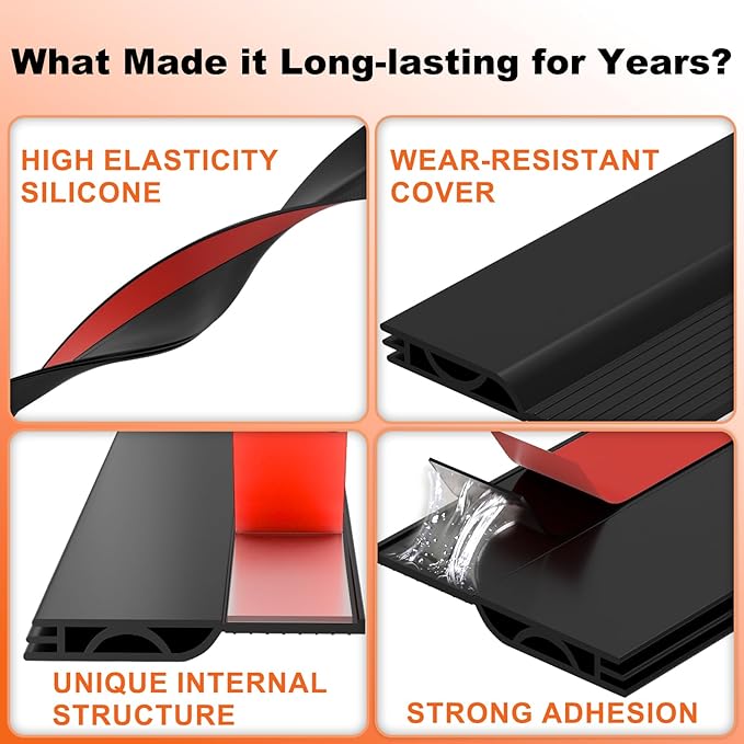 Door Draft Stopper, Door Sweep for Bottom of Door, Weather Stripping Door Seal Gap Filler Bottom Blocker Soundproof Cold Air Insulation Save Energy Installs Quickly and Easily (Black, 78‘’)
